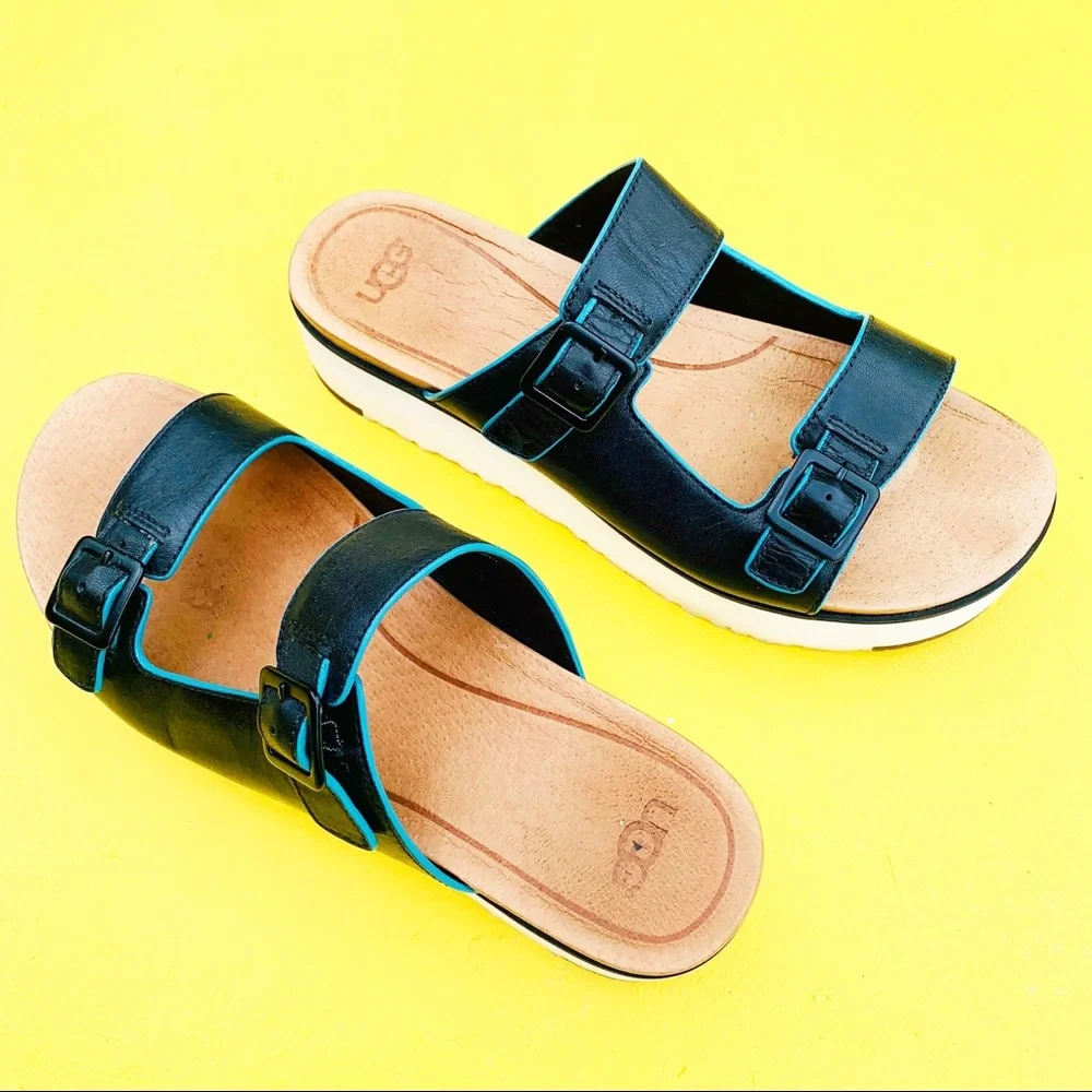 UGG platform open sandals shoes Hanneli black 8 chunky beachy sport y2k